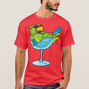 Parrot with Sunglasses and Glass T-Shirt