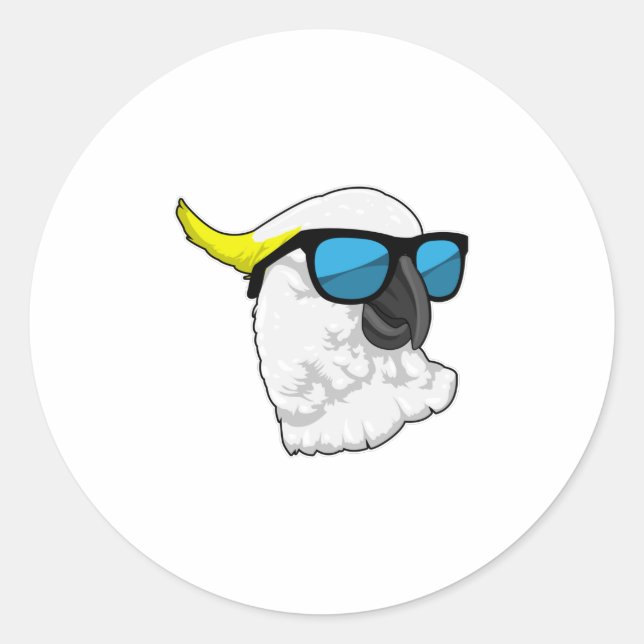 Parrot with Sunglasses Classic Round Sticker (Front)