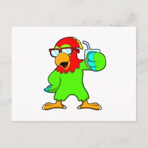 Parrot with Sunglasses  Drink Postcard