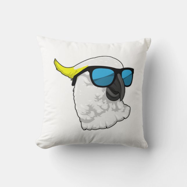 Parrot with Sunglasses Throw Pillow (Front)