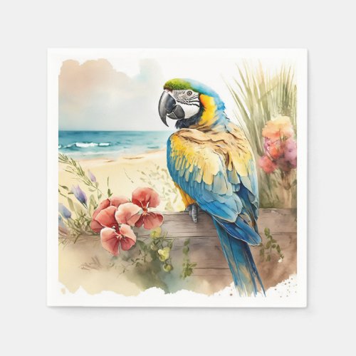 Parrot with Tropical Flowers Napkins