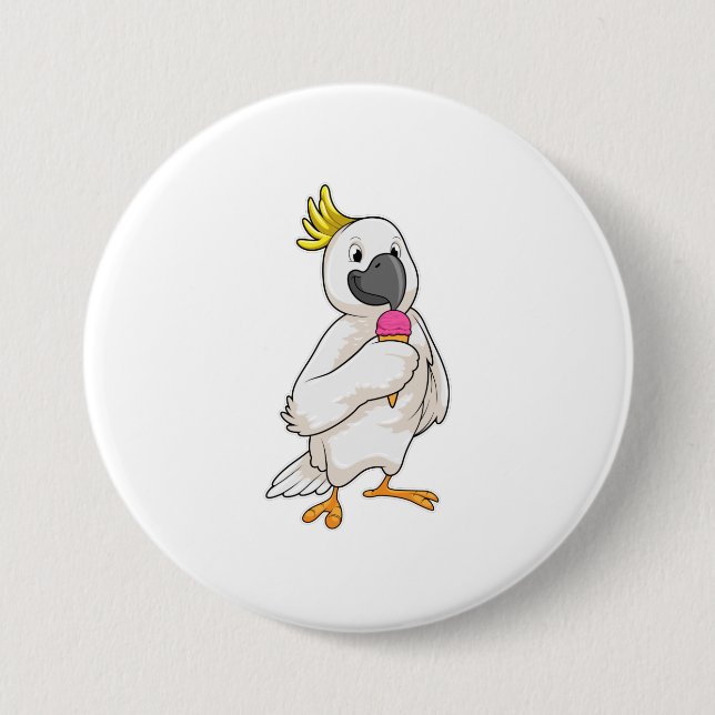 Parrot with Waffle ice cream Button (Front)