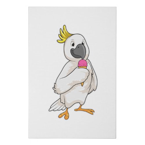 Parrot with Waffle ice cream Faux Canvas Print