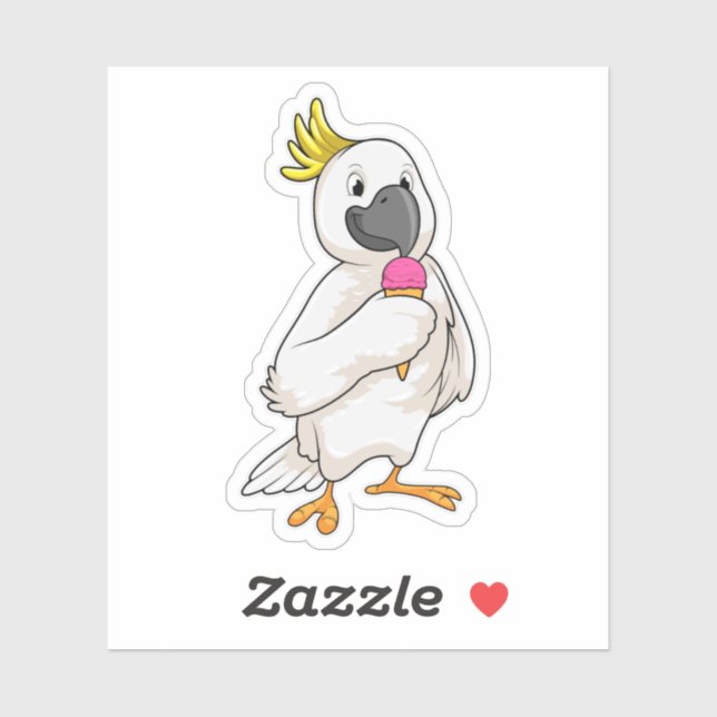 Parrot with Waffle ice cream Sticker (Sheet)