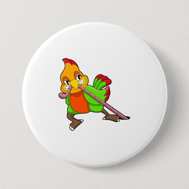 Parrot with Worm Button (Front)
