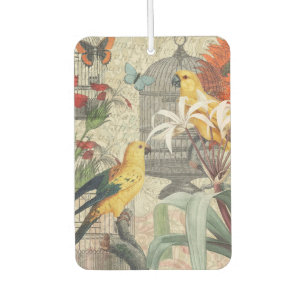 Parrot Yellow Tropical Antique Flower Air Freshener