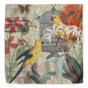 Parrot Yellow Tropical Antique Flower Bandana