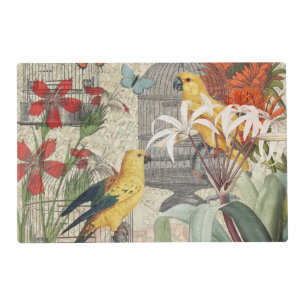 Parrot Yellow Tropical Antique Flower Placemat