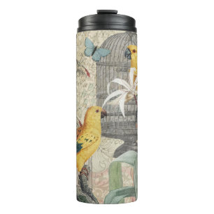 Parrot Yellow Tropical Antique Flower Thermal Tumbler