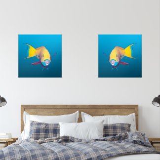 Parrotfish Close-up! Gradient blue background |  Wall Art Sets