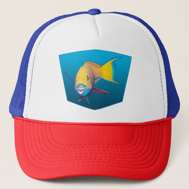 Parrotfish - Design gradient blue background |  Trucker Hat (Front)