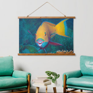 Parrotfish - Striking Make-Up! Colorful photo |  Hanging Tapestry