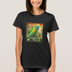 Parrotlet Garden Flowers Painting Pet Mom Dad T-Shirt