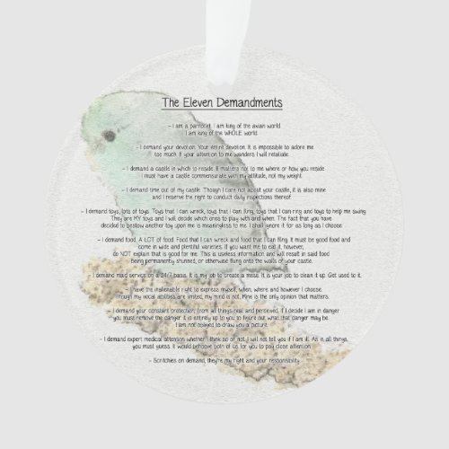 Parrotlets Eleven Demandments Ornament