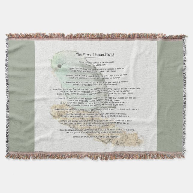 Parrotlets' Eleven Demandments Throw Blanket (Front)