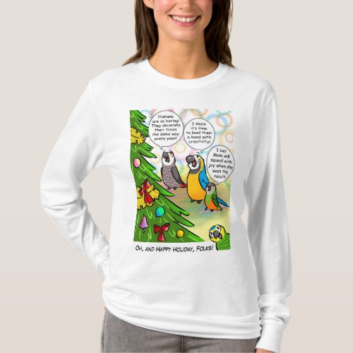 Parrots and Christmas tree T_Shirt