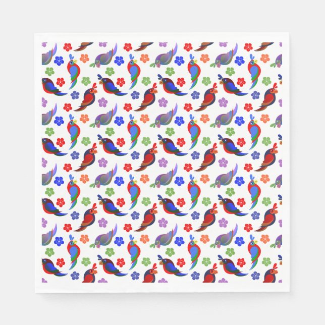 Parrots and Flowers Napkins (Front)