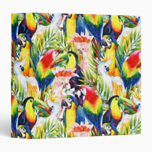 Parrots And Palm Leaves 3 Ring Binder