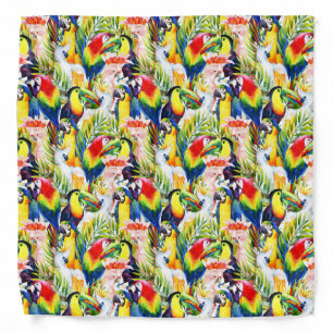 Parrots And Palm Leaves Bandana