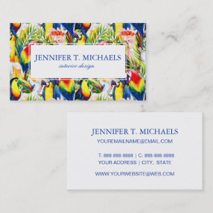 Parrots And Palm Leaves Business Card