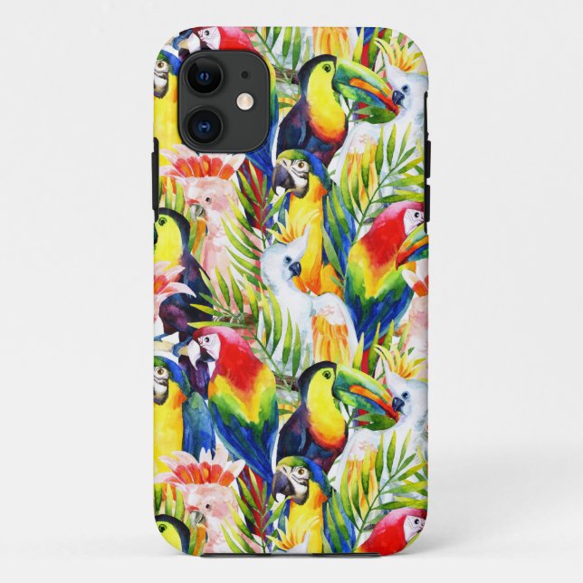 Parrots And Palm Leaves Case-Mate iPhone Case (Back)