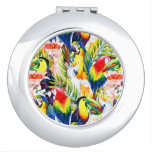 Parrots And Palm Leaves Compact Mirror
