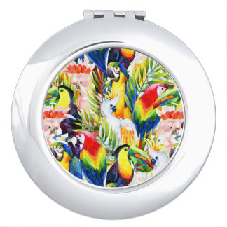 Parrots And Palm Leaves Compact Mirror