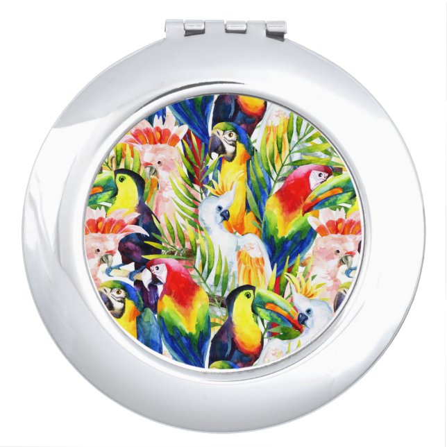 Parrots And Palm Leaves Compact Mirror (Front)