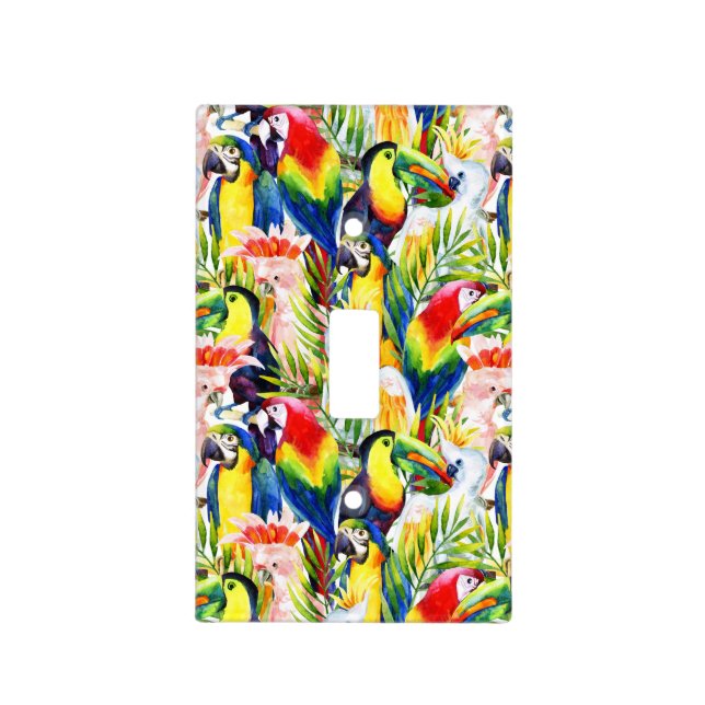 Parrots And Palm Leaves Light Switch Cover (Front)