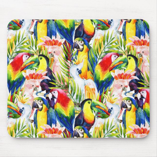 Parrots And Palm Leaves Mouse Pad (Front)