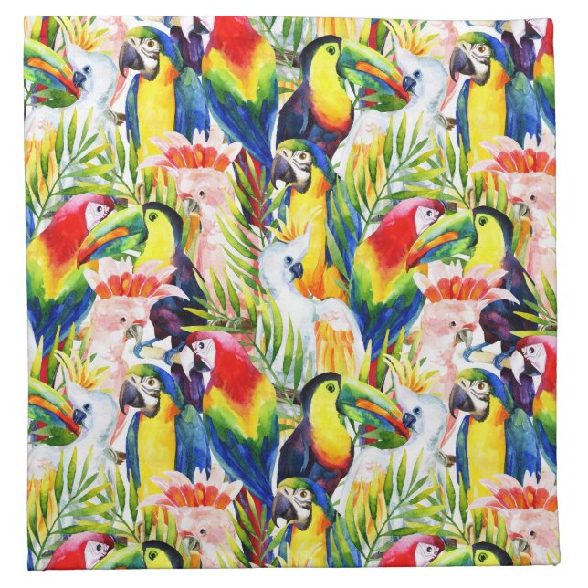 Parrots And Palm Leaves Napkin (Front)