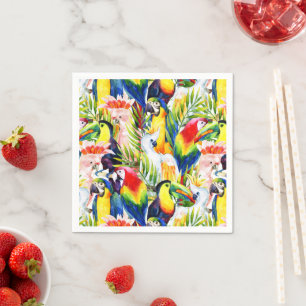 Parrots And Palm Leaves Napkins