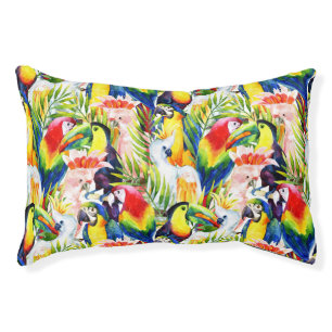 Parrots And Palm Leaves Pet Bed