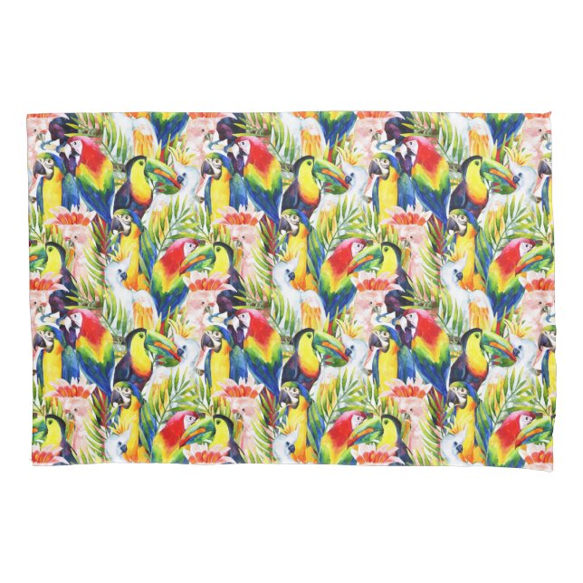 Parrots And Palm Leaves Pillow Case (Front-Left)