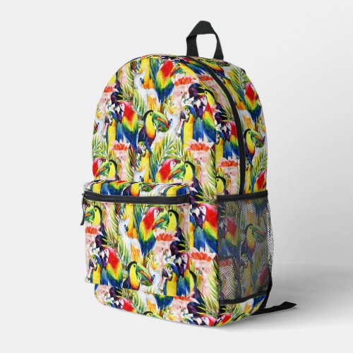 Parrots And Palm Leaves Printed Backpack