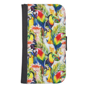 Parrots And Palm Leaves Phone Wallet