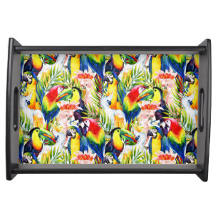 Parrots And Palm Leaves Serving Tray