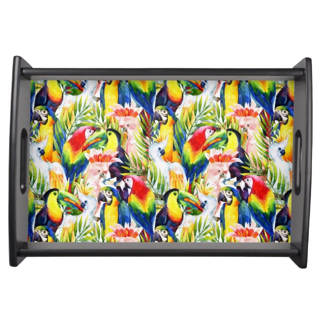 Parrots And Palm Leaves Serving Tray (Front)