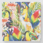 Parrots And Palm Leaves Stone Coaster