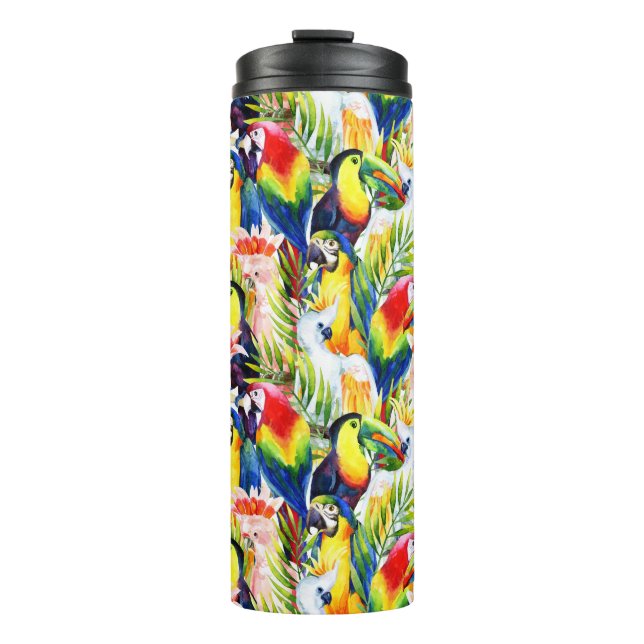 Parrots And Palm Leaves Thermal Tumbler (Front)