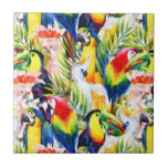 Parrots And Palm Leaves Tile