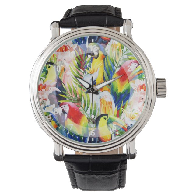 Parrots And Palm Leaves Watch (Front)