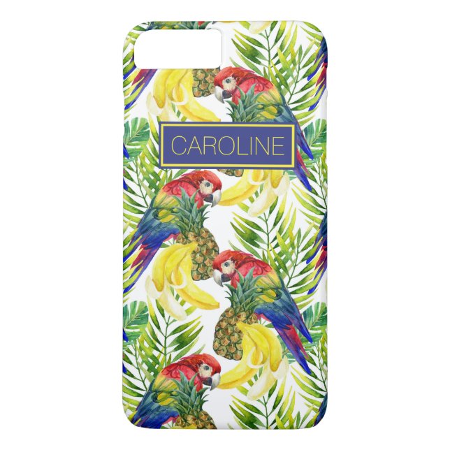 Parrots And Tropical Fruit | Add Your Name Case-Mate iPhone Case (Back)