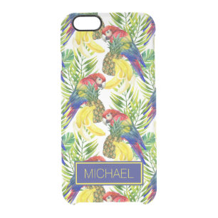 Parrots And Tropical Fruit Add Your Name Clear iPhone 6/6S Case