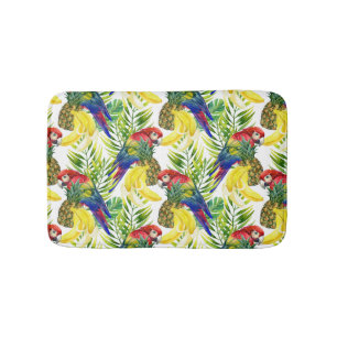 Parrots And Tropical Fruit Bathroom Mat