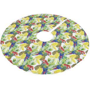 Parrots And Tropical Fruit Brushed Polyester Tree Skirt