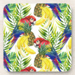 Parrots And Tropical Fruit Coaster