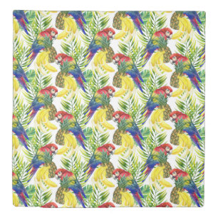 Parrots And Tropical Fruit Duvet Cover