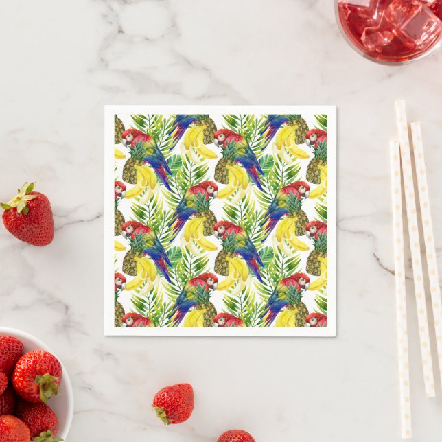 Parrots And Tropical Fruit Napkins (Insitu)
