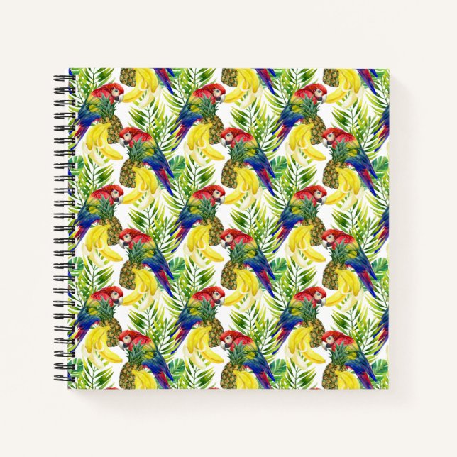 Parrots And Tropical Fruit Notebook (Front)